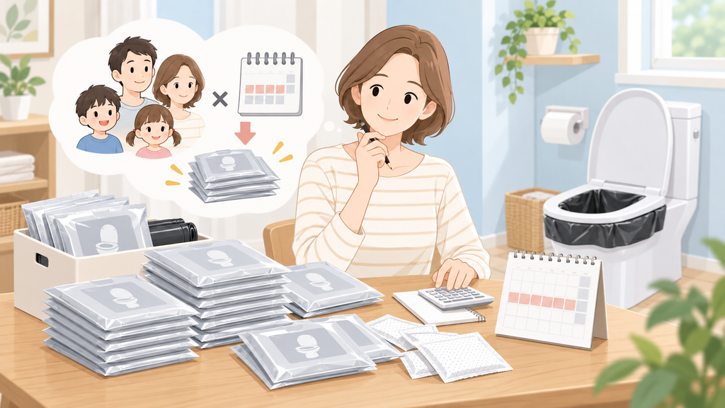 非常用トイレは家族の人数×日数分を目安に、携帯タイプを中心に備えるのがおすすめ